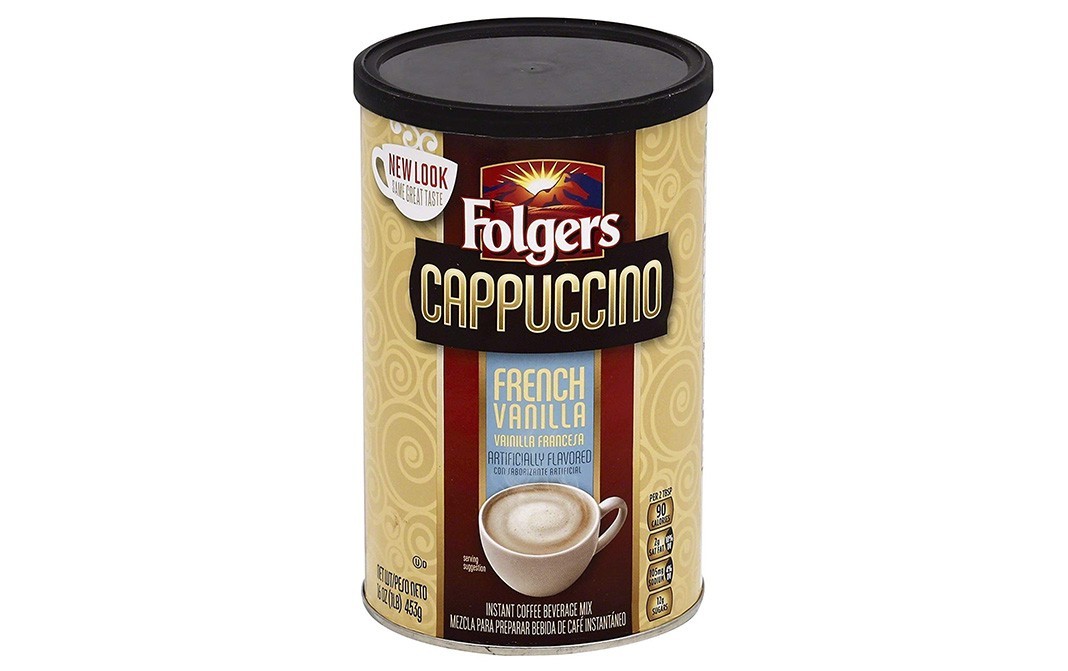 Folgers Cappuccino French Vanilla, Instant Coffee Beverage Mix   Container  453 grams